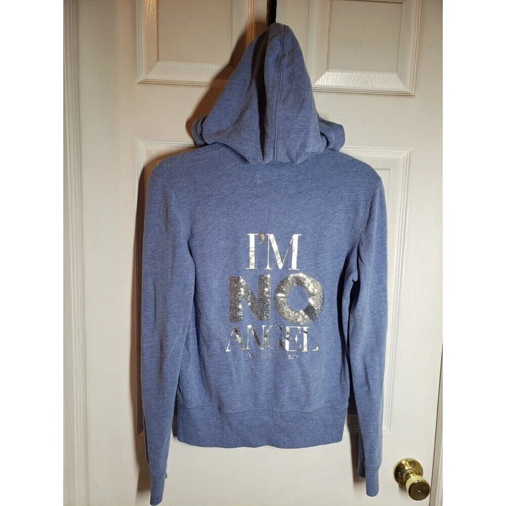 Rare I'm NO Angel Victoria's Secret Small Supermodel Essentials Zip Blue Bling